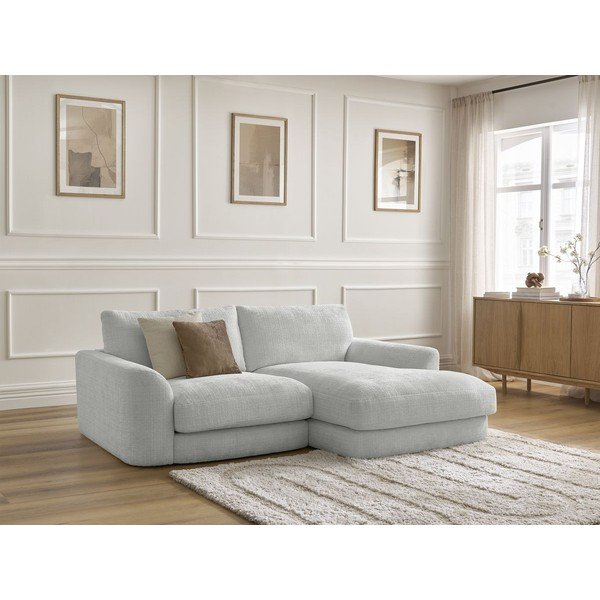 Svetlo siva kotna sedežna garnitura iz šenilje (desni kot/z ležalnikom) Leonore – Bobochic Paris-image-4