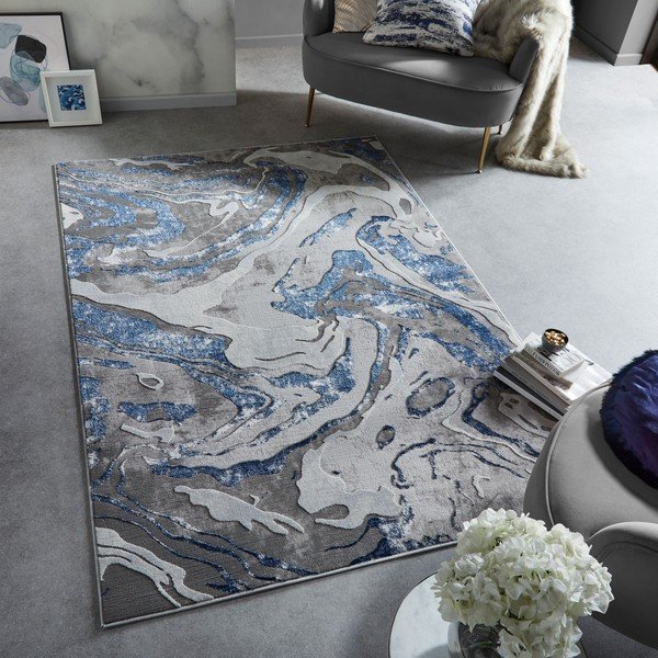 Modra/siva preproga 80x150 cm Marbled – Flair Rugs-image-1
