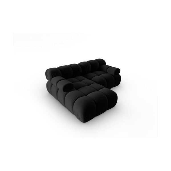 Črna žametna kotna sedežna garnitura (levi kot) Bellis – Micadoni Home-image-4