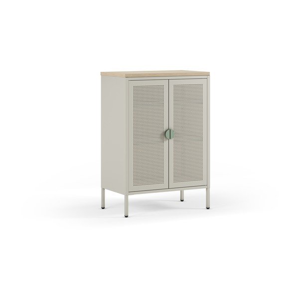 Kremno bela/v naravni barvi kovinska omarica 70x100x40 cm Sayla – Marckeric