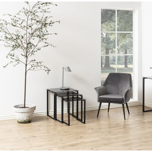 Črne kavne mizice v kompletu 3 kos Katrine - Actona-image-2