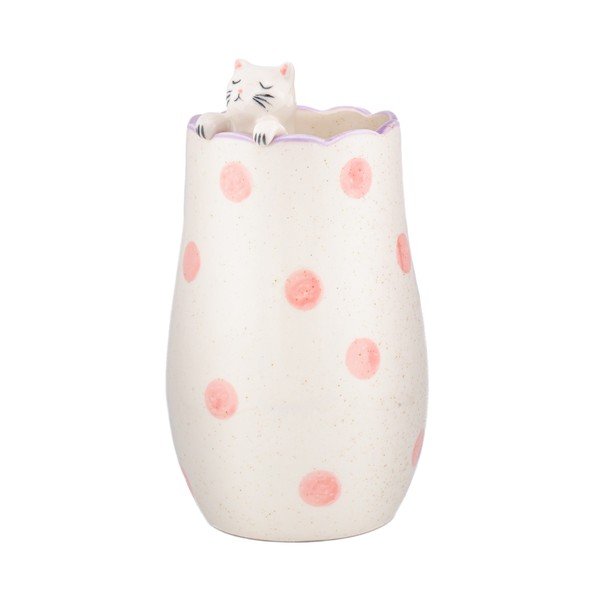 Bela vaza iz dolomita (višina 18 cm) Peeking Cat – Sass & Belle