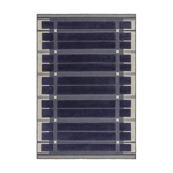 Temno modra/bež ročno tkana volnena preproga 120x170 cm – Asiatic Carpets