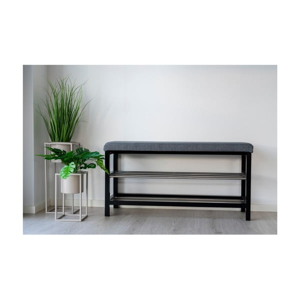 Siva omarica za čevlje s klopjo Padova – House Nordic-image-4