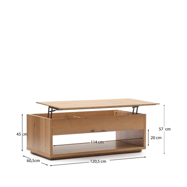 Mizica v hrastovem dekorju v naravni barvi 60x120 cm Alguema – Kave Home-image-4