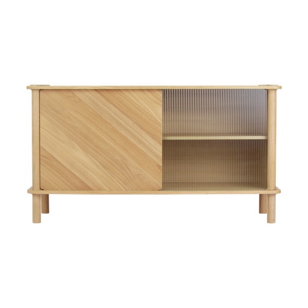 Vitrina iz masivnega hrasta z drsnimi vrati v naravni barvi 135x73,5x48 cm Italic – UMAGE-image-2