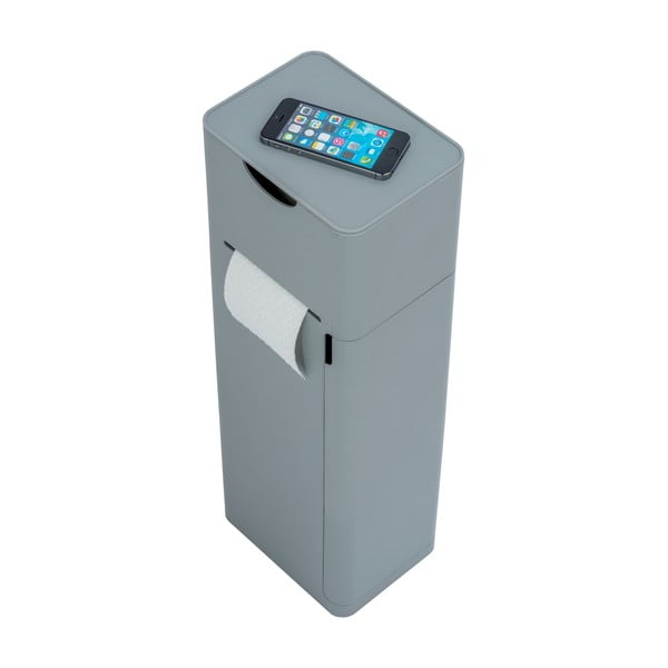 Sivo plastično stojalo za WC papir z WC ščetko Imon – Wenko-image-4