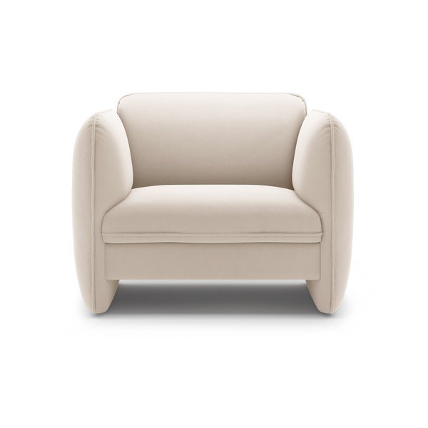 Kremno bel žameten fotelj Georgia – Micadoni -image-2