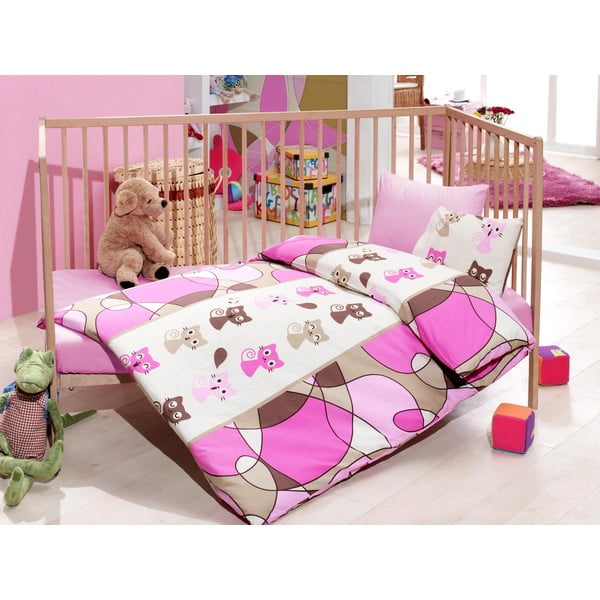 Komplet otroškega posteljnega perila Perfect Flower 100x150 cm, Pisi Pink