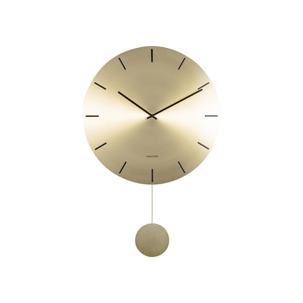 Zlata stenska ura z nihalom Karlsson Impressive, ø 47 cm