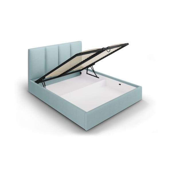 Svetlo modra zakonska postelja Mazzini Beds Juniper, 160 x 200 cm-image-3