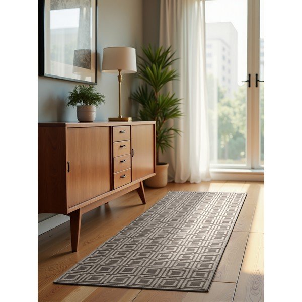 Siv/kremno bel tekač 80x240 cm Perles Howlite – Elle Decoration-image-1