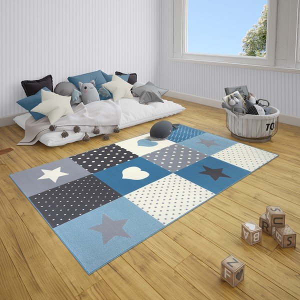 Modra otroška preproga 150x80 cm Pretty Patchwork - Hanse Home-image-1