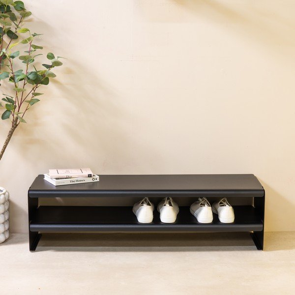 Črna jeklena omarica za čevlje 101,5x28x31 cm Linea – Spinder Design-image-2