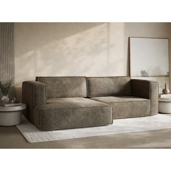 Rjava raztegljiva/s prostorom za shranjevanje kotna sedežna garnitura iz šenilje (levi kot/z ležalnikom) Velto – Maison de Rêve-image-4