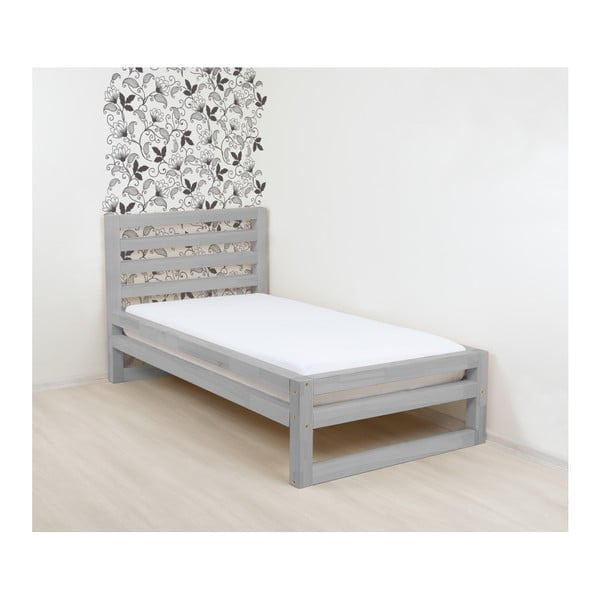 Siva lesena enojna postelja Benlemi DeLuxe, 200 x 120 cm