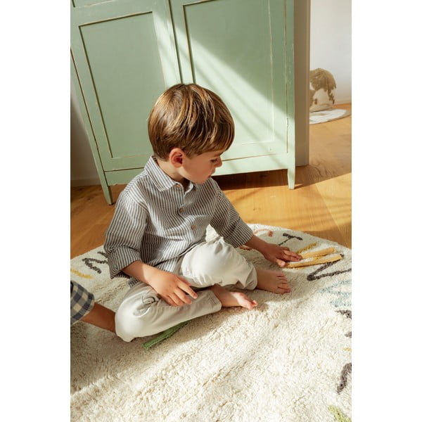 Kremno bela bombažna otroška igralna preproga ø120 cm ABC Color and Letters – Lorena Canals-image-3