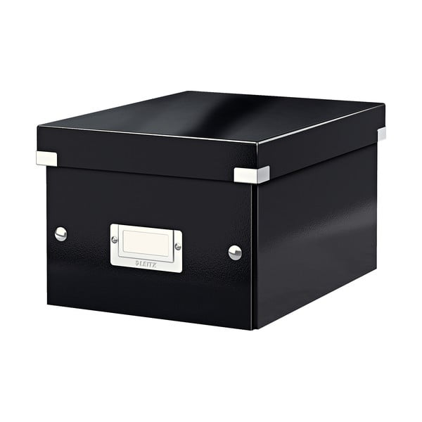 Črna kartonasta škatla za shranjevanje s pokrovom 22x28x16 cm Click&Store – Leitz