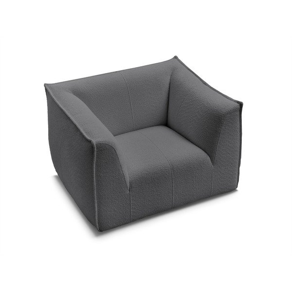 Temno siv fotelj iz tkanine bouclé Giorgia – Bobochic Paris-image-4
