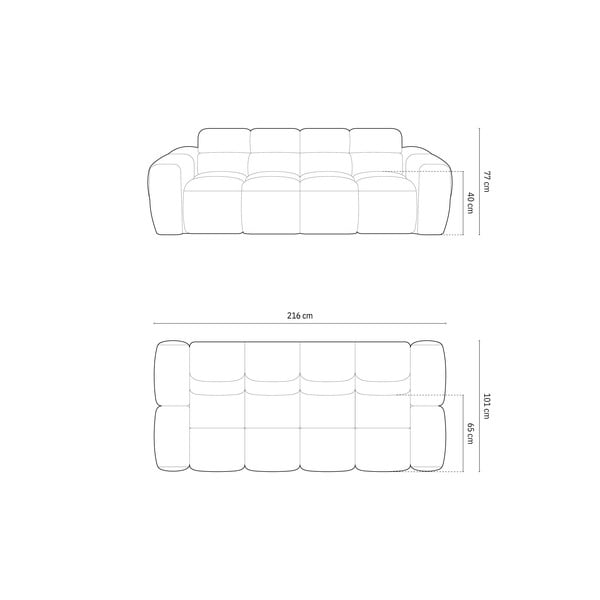 Opečnato oranžna sedežna garnitura 216 cm Lisa – Micadoni Home-image-4