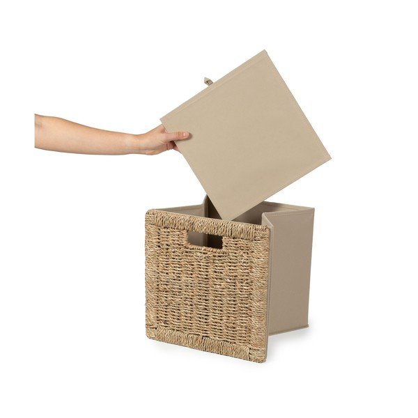 Škatla za shranjevanje iz morske trave v naravni barvi 30x30x30 cm – Compactor-image-3