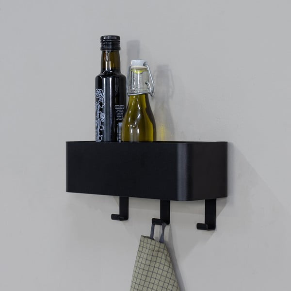 Črna jeklena stenska kopalniška polica Multi – Spinder Design-image-1