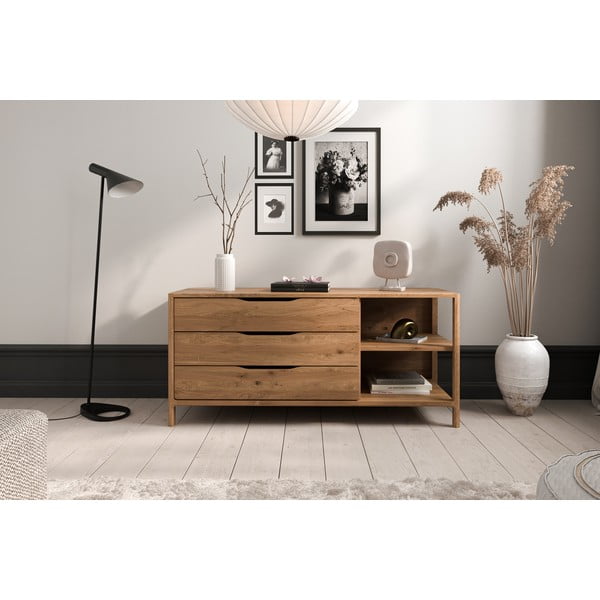 Nizka komoda iz masivnega hrasta 140x64 cm Twig – The Beds-image-1