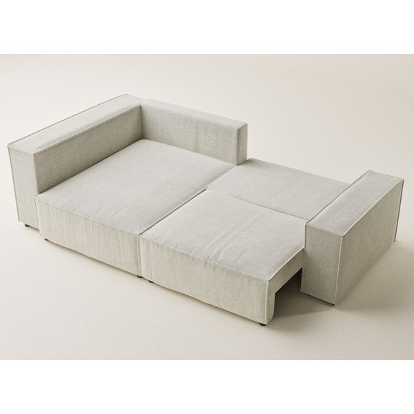 Kremno bela raztegljiva/s prostorom za shranjevanje kotna sedežna garnitura iz šenilje (levi kot/v obliki črke L) Tonga – Maison de Rêve-image-3