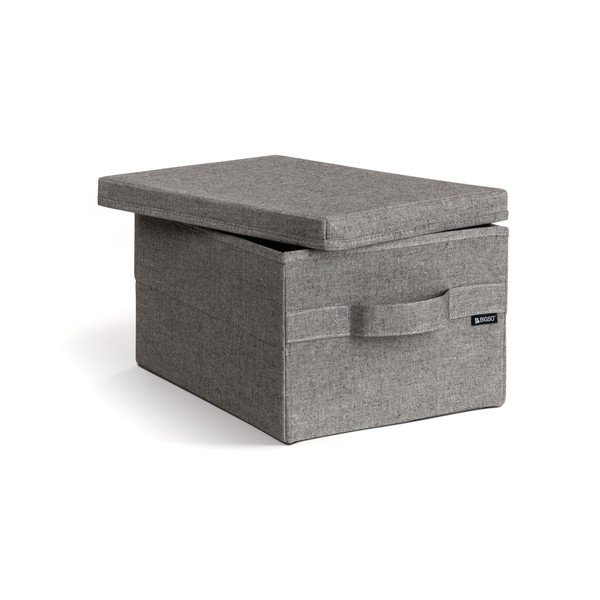 Siva tekstilna škatla za shranjevanje s pokrovom 27x36x19 cm Soft Storage Small – Bigso-image-2