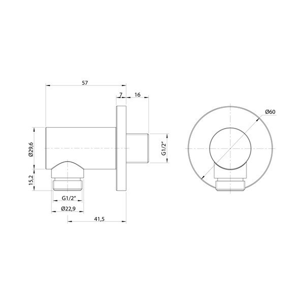 Medeninast del za priključitev tuša v zlati barvi ø 6 cm – Sapho-image-1