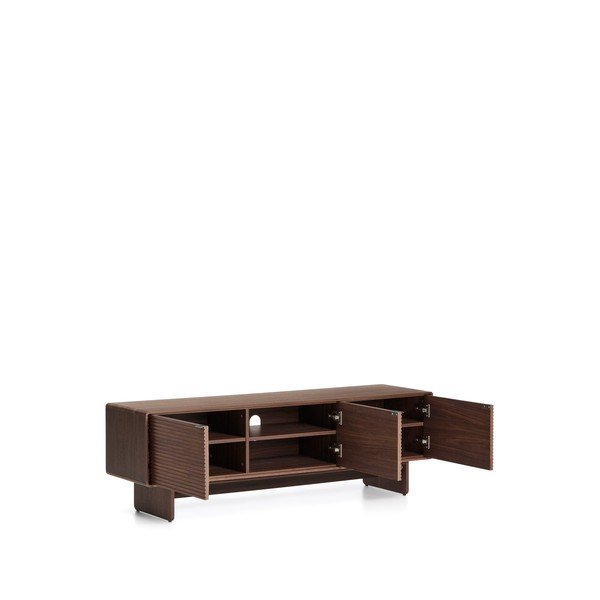 TV omarica v orehovem dekorju v temni naravni barvi 150x46x40 cm Norlen – Kave Home-image-4