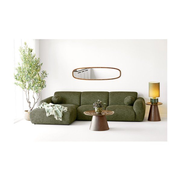 Zelena/bež bombažna odeja 130x180 cm Loni – House Nordic-image-1
