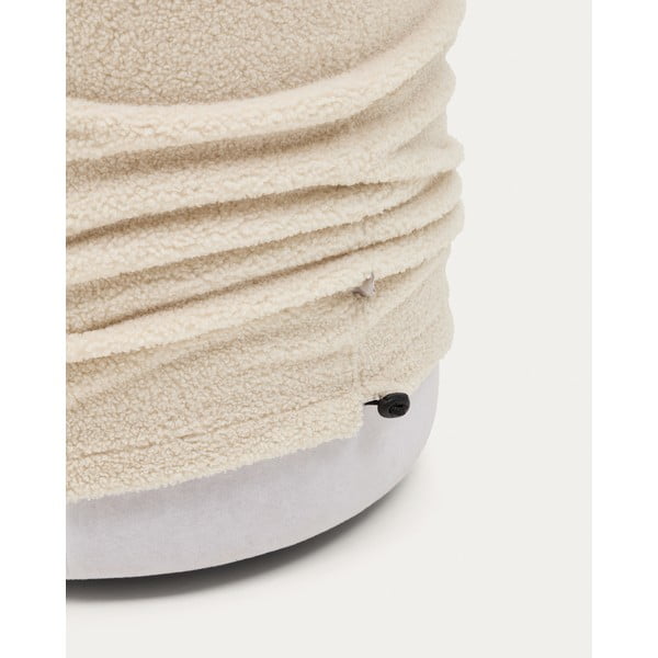 Kremno bel tabure iz tkanine bouclé Kaeli – Kave Home-image-4