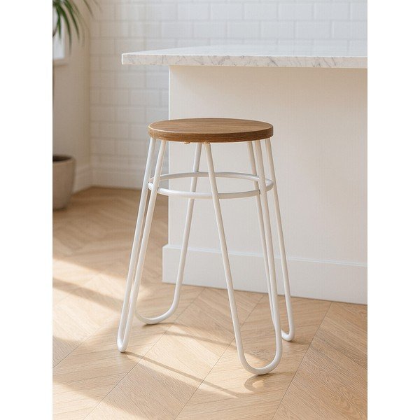 Siv/v naravni barvi stolček iz masivnega bresta District – Premier Housewares-image-1
