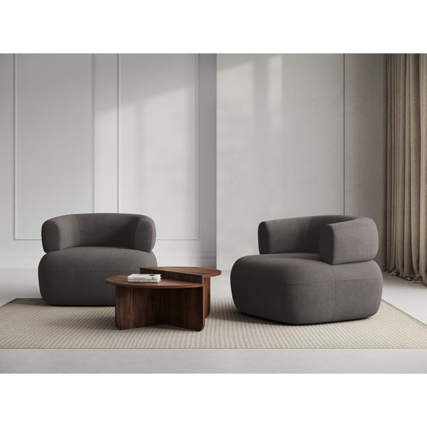 Siv fotelj iz tkanine bouclé Jenny – Micadoni Home-image-1