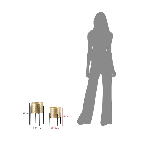 Komplet 2 zlatih stojal za cvetlične lonce Mauro Ferretti Glissy, višina 38 cm-image-2