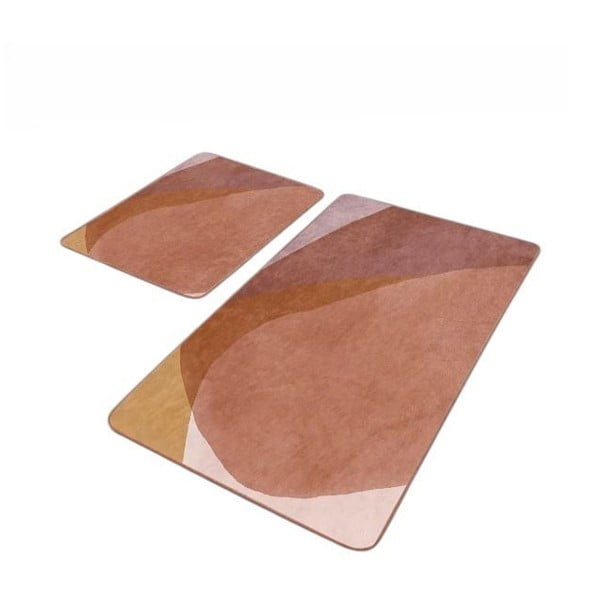 Rjave žametne kopalniške preproge v kompletu 2 ks 60x100 cm – Mila Home