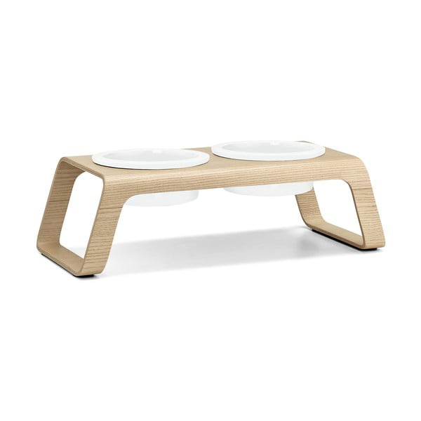 Komplet posod s podstavkom za pse Desco Ash Natural M – MiaCara