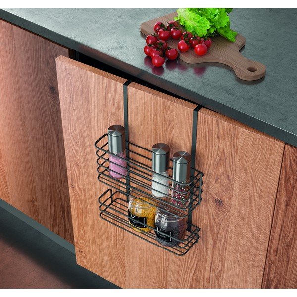 Črna kovinska viseča kuhinjska polica Metaltex Galileo Lava Double-image-2