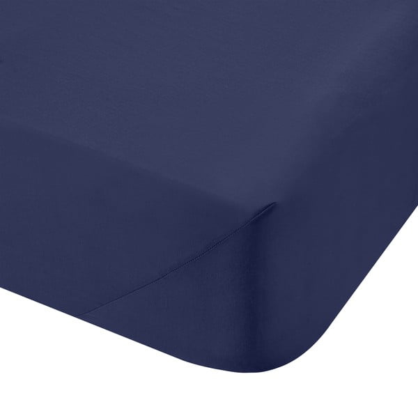 Temno modra napenjalna rjuha iz bombažnega perkala 90x190 cm Cotton Percale – Bianca