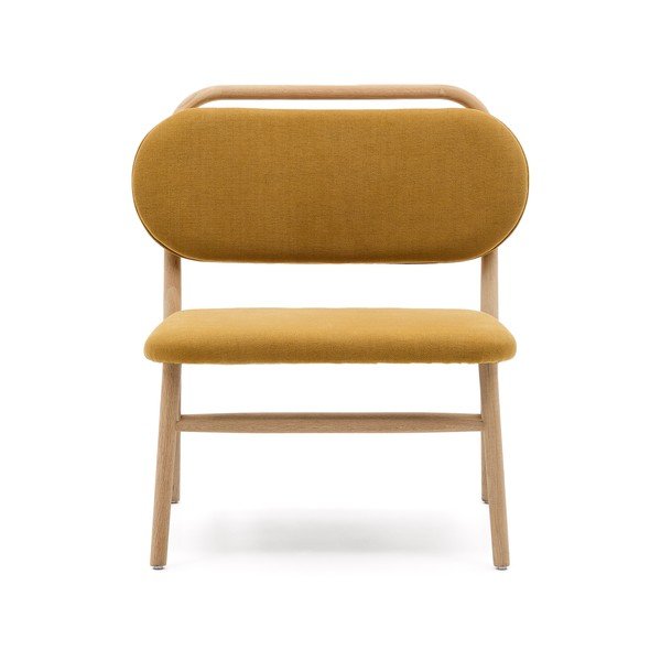 Gorčično rumen fotelj iz šenilje Helda – Kave Home-image-2