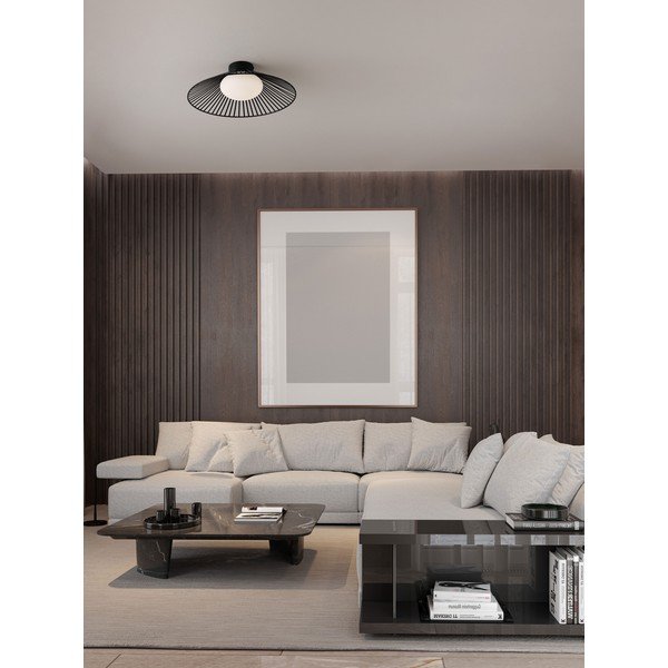 Mat črna kovinska LED stropna svetilka s steklenim senčilom Brume – Nova Luce-image-1