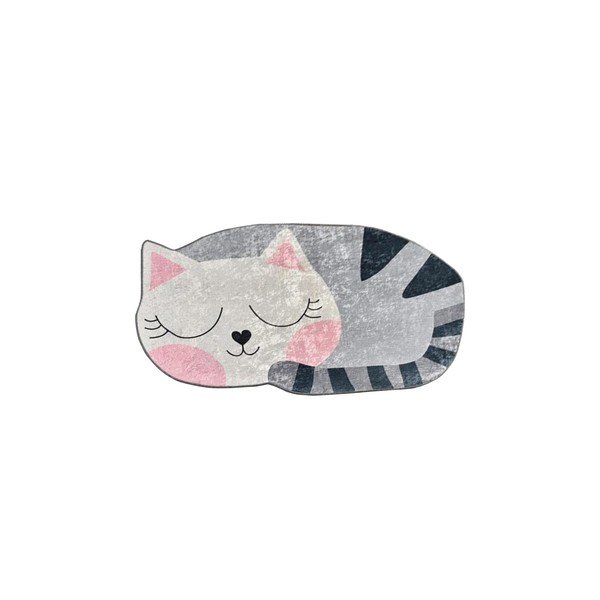 Rožnata/siva pralna otroška preproga 60x100 cm Cat – Mila Home