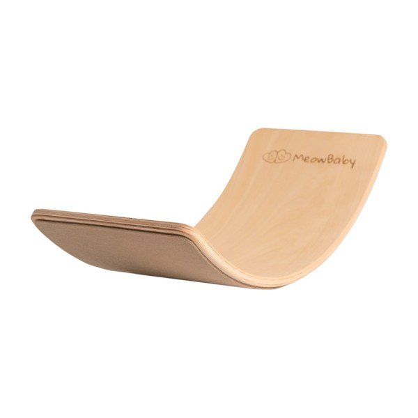 Deska za ravnotežje iz masivnega bora v bež in naravni barvi 80x30x18 cm Montessori – Meowbaby
