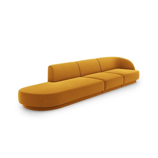 Gorčično rumena žametna sedežna garnitura 302 cm Miley – Micadoni Home-image-3