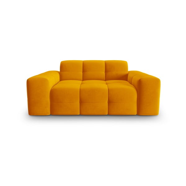 Žametni kavč v oker rumeni barvi 156 cm Kendal - Micadoni Home