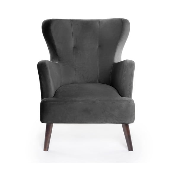 Temno siv žameten fotelj z naslonom Noemye – Bonami Selection-image-2