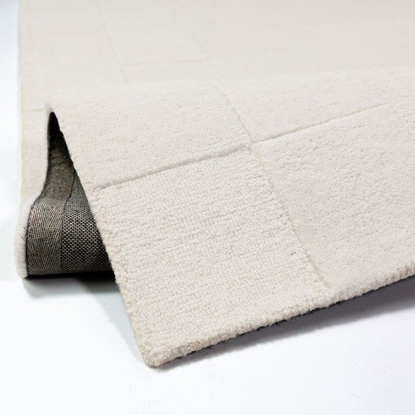 Slonokoščena ročno tkana volnena preproga 200x290 cm Checkerboard – Flair Rugs-image-3