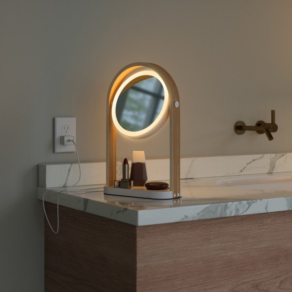 Kozmetično ogledalo z lesenim okvirjem (10x povečava) 12x38 cm Bellwood – Umbra-image-3