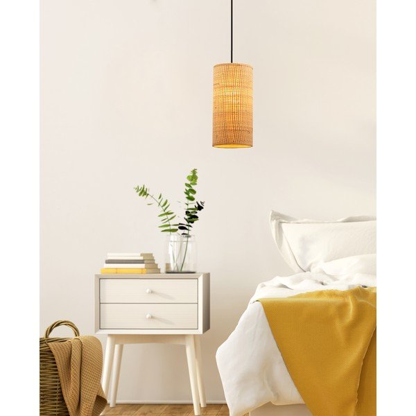 Bež viseča svetilka s senčnikom iz ratana ø 12 cm Fleri – Candellux Lighting-image-1